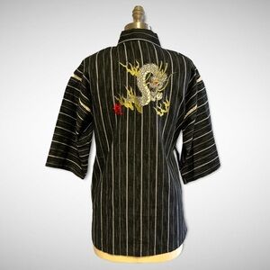 Dragon Embroided Kimono Haori Hanten Jinbei Japanese Traditional Jacket Noraji